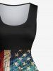 Plus Size Patriotic American Flag Newspaper Print 1950s Vintage Dress -  