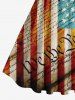 Plus Size Patriotic American Flag Newspaper Print 1950s Vintage Dress -  