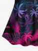 Maillot de Bain Tankini Feuille Arbre Noix de Coco Imprimé Coloré à Bretelle Ajustable de Grande Taille - Noir 5X