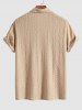 Men's Camp Collar Button Up Geometric Jacquard Openwork Short Sleeves Shirt -  