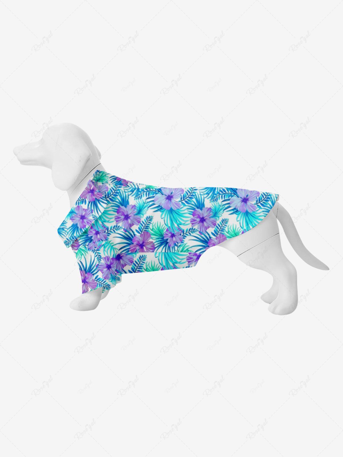 Buy Pet's Tropical Leaf Flower Print Hawaii Shirt  