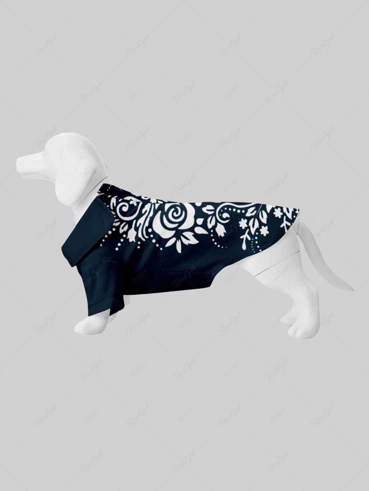 Outfit Pet's Two Tone Flower Colorblock Print Hawaii Shirt  