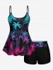 Ombre Coconut Tree Palm Leaf Print Plus Size Matching Hawaii Beach Outfit For Couples -  