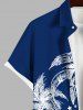 Plus Size Patriotic American Flag Coconut Tree Print Buttons Pocket Shirt For Men -  