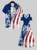 Plus Size Patriotic American Flag Coconut Tree Print Crisscross Cold Shoulder Maxi Dress -  