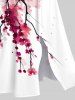 Plus Size Oriental Ink Plum Bossom Flower Print Split Dress -  