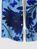 Plus Size Flower Leaf Print Hawaii Ombre Buttons Pocket Shirt For Men -  