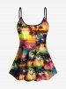 Coconut Tree Tie Dye Ombre Sun Print Boyleg Hawaii Tankini Swimsuit(Adjustable Shoulder Strap) -  