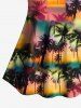 Coconut Tree Tie Dye Ombre Sun Print Boyleg Hawaii Tankini Swimsuit(Adjustable Shoulder Strap) -  