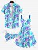 Pet's Tropical Leaf Flower Print Hawaii Shirt -  