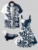 Pet's Two Tone Flower Colorblock Print Hawaii Shirt -  