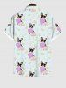 Plus Size Dog Leaf Print Buttons Pocket Hawaii Shirt For Men -  