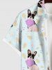 Plus Size Dog Leaf Print Buttons Pocket Hawaii Shirt For Men -  