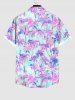 Plus Size Coconut Tree Ombre Print Buttons Pocket Hawaii Shirt For Men -  