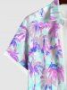 Plus Size Coconut Tree Ombre Print Buttons Pocket Hawaii Shirt For Men -  