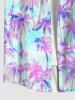 Plus Size Coconut Tree Ombre Print Buttons Pocket Hawaii Shirt For Men -  