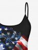 Patriotic American Flag Smog Print Boyleg Tankini Swimsuit(Adjustable Shoulder Strap) -  