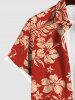 Plus Size Tropical Leaf Flowers Print Buttons Pocket Hawaii Shirt For Men -  