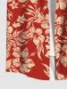 Plus Size Tropical Leaf Flowers Print Buttons Pocket Hawaii Shirt For Men -  