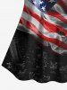 Patriotic American Flag Smog Print Boyleg Tankini Swimsuit(Adjustable Shoulder Strap) -  