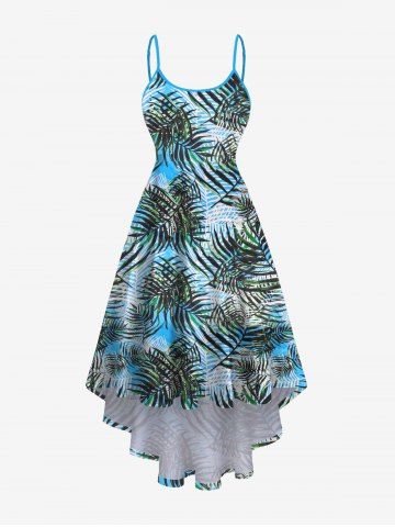 Robe Hawaiienne Haute-Bas Imprimée Feuilles Tropicales Grande Taille - MULTI-A - S