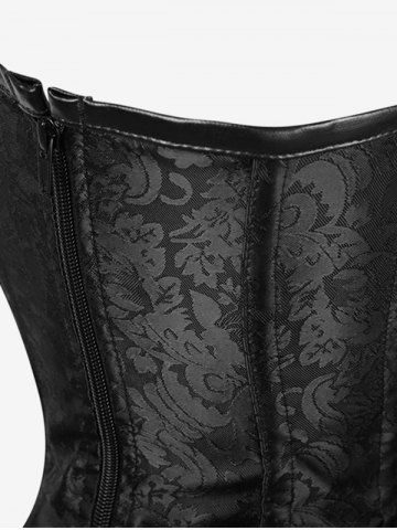 Gothic Halter Crisscross PU Leather Strappy Brocade Corset