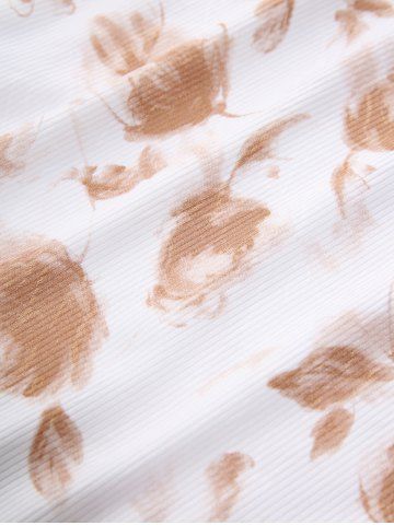 Plus Size Ombre Flower Print Lace Up Backless Handkerchief Tank Top