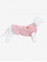 Pet's Striped Print Smile Stickers Ruffles Top -  