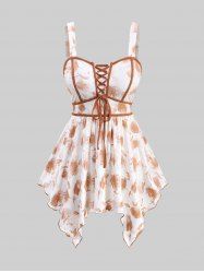 Débardeur Mouchoir Ombré Fleur Imprimée sans Dos de Grande Taille à Lacets - Blanc 4X | US 26-28