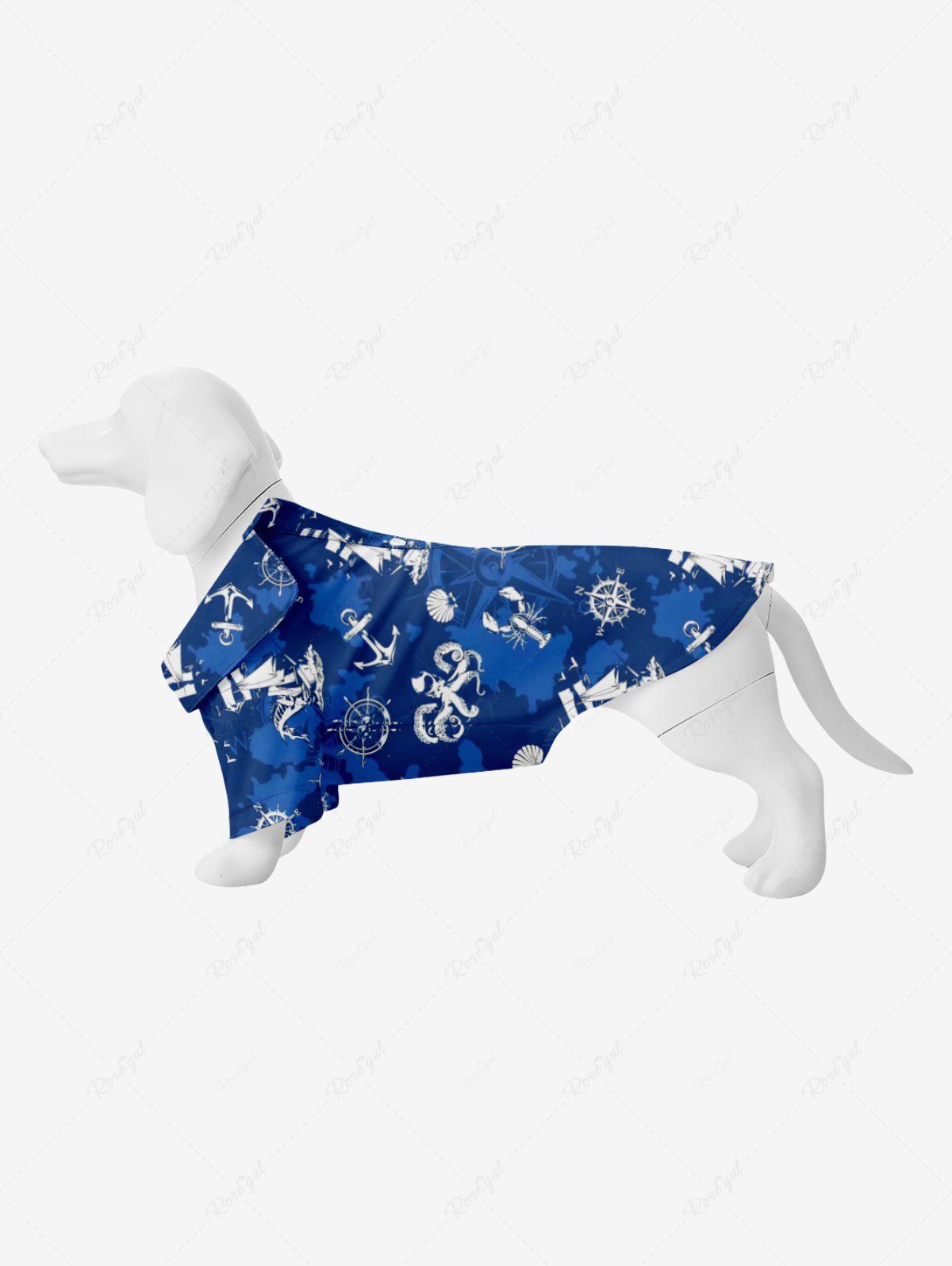 Affordable Pet's Sailboat Lobster Anchor Shell Octopus Print Button Shirt  