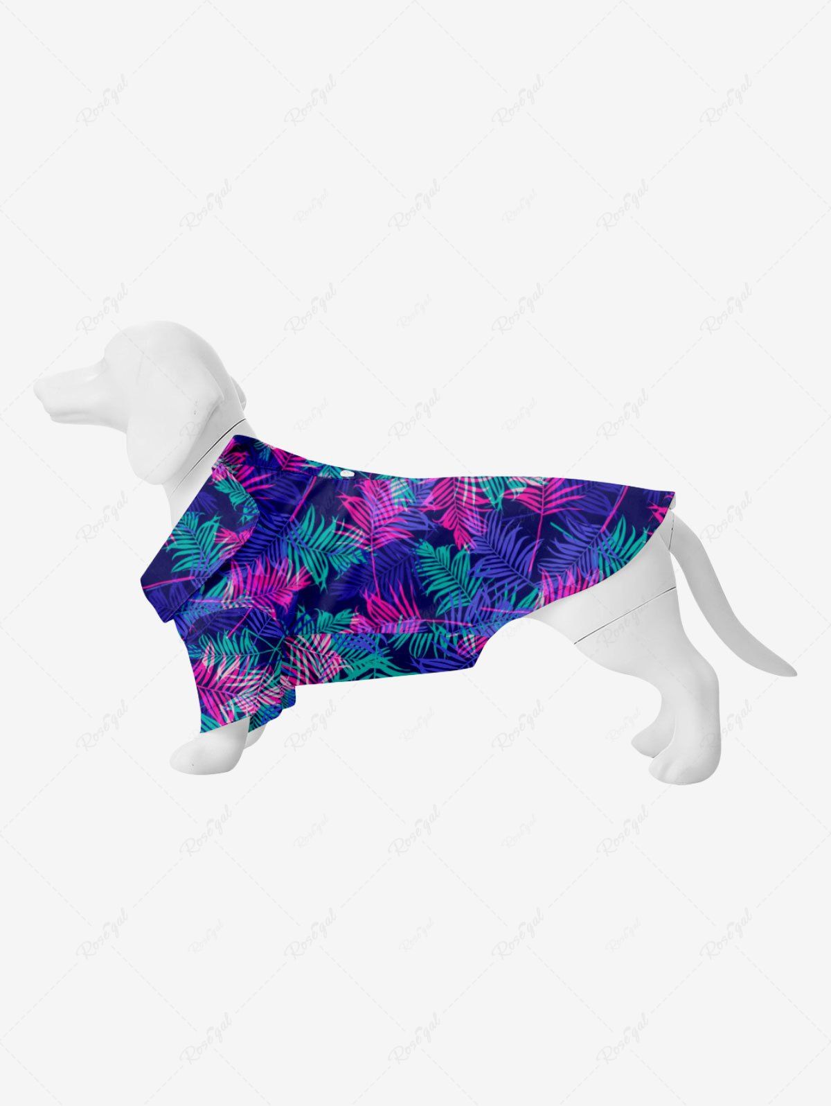 Unique Pet's Colorful Coconut Leaves Print Hawaii Button Shirt  