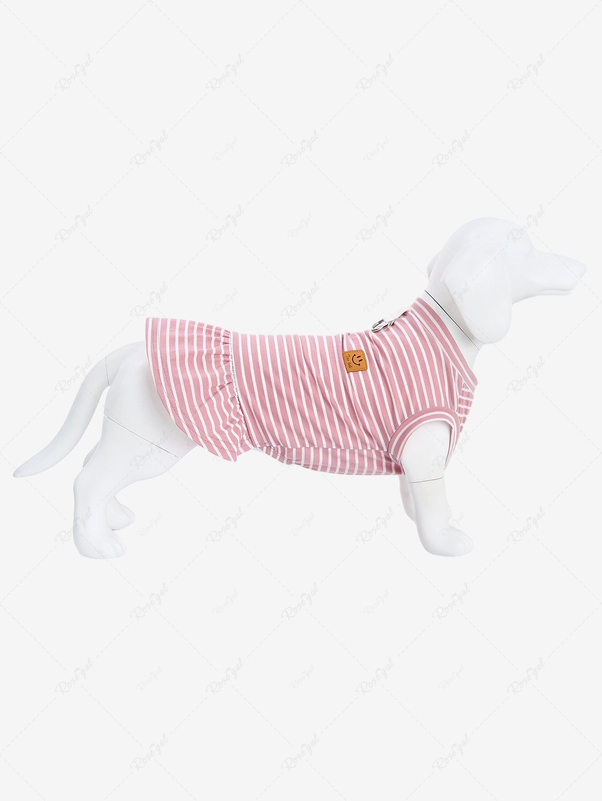 Latest Pet's Striped Print Smile Stickers Ruffles Top  