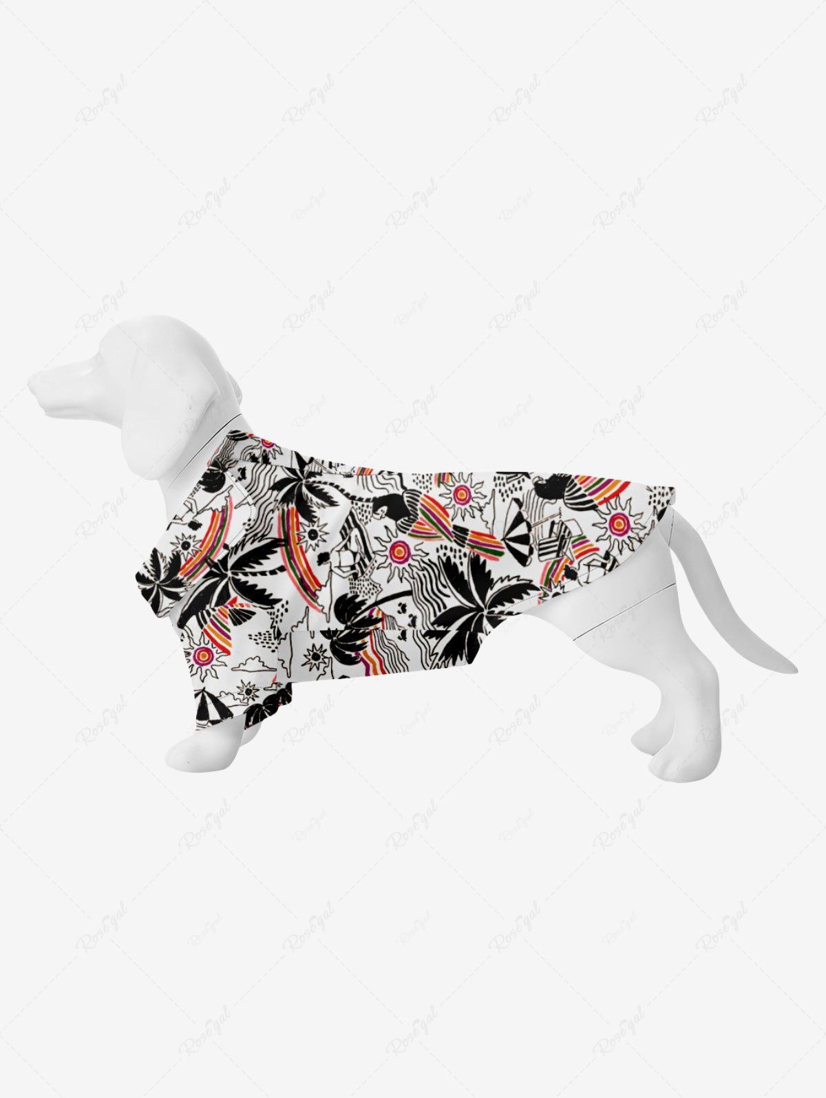 Affordable Pet's Coconut Tree Beach Sun Print Hawaii Button Shirt  