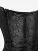 Gothic Halter Crisscross PU Leather Strappy Brocade Corset -  