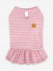 Pet's Striped Print Smile Stickers Ruffles Top -  