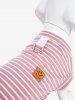 Pet's Striped Print Smile Stickers Ruffles Top -  