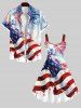 Fireworks Painting Splatter American Flag Print Plus Size Matching Set For Couples -  