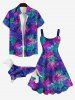 Pet's Colorful Coconut Leaves Print Hawaii Button Shirt -  