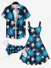 Pet's Coconut Tree Floral Print Hawaii Button Shirt -  