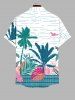 Plus Size Tropical Leaf Coconut Tree Line Print Hawaii Button Pocket Shirt For Men -  