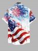 Plus Size Tie Dye Ombre Fireworks Painting Splatter American Flag Print Button Pocket Shirt For Men -  
