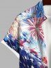Plus Size Tie Dye Ombre Fireworks Painting Splatter American Flag Print Button Pocket Shirt For Men -  
