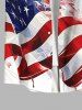 Plus Size Tie Dye Ombre Fireworks Painting Splatter American Flag Print Button Pocket Shirt For Men -  