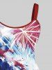 Plus Size Fireworks Painting Splatter American Flag Print Backless A Line Tank Dress -  