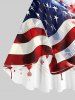 Plus Size Fireworks Painting Splatter American Flag Print Backless A Line Tank Dress -  