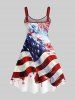 Plus Size Fireworks Painting Splatter American Flag Print Backless A Line Tank Dress -  