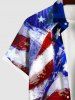 Plus Size Patriotic American Flag Tie Dye Print Buttons Pocket Shirt For Men -  