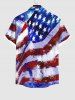 Plus Size Patriotic American Flag Tie Dye Print Buttons Pocket Shirt For Men -  