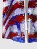 Plus Size Patriotic American Flag Tie Dye Print Buttons Pocket Shirt For Men -  