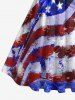 Plus Size Patriotic American Flag Tie Dye Print 1950s Vintage Dress -  